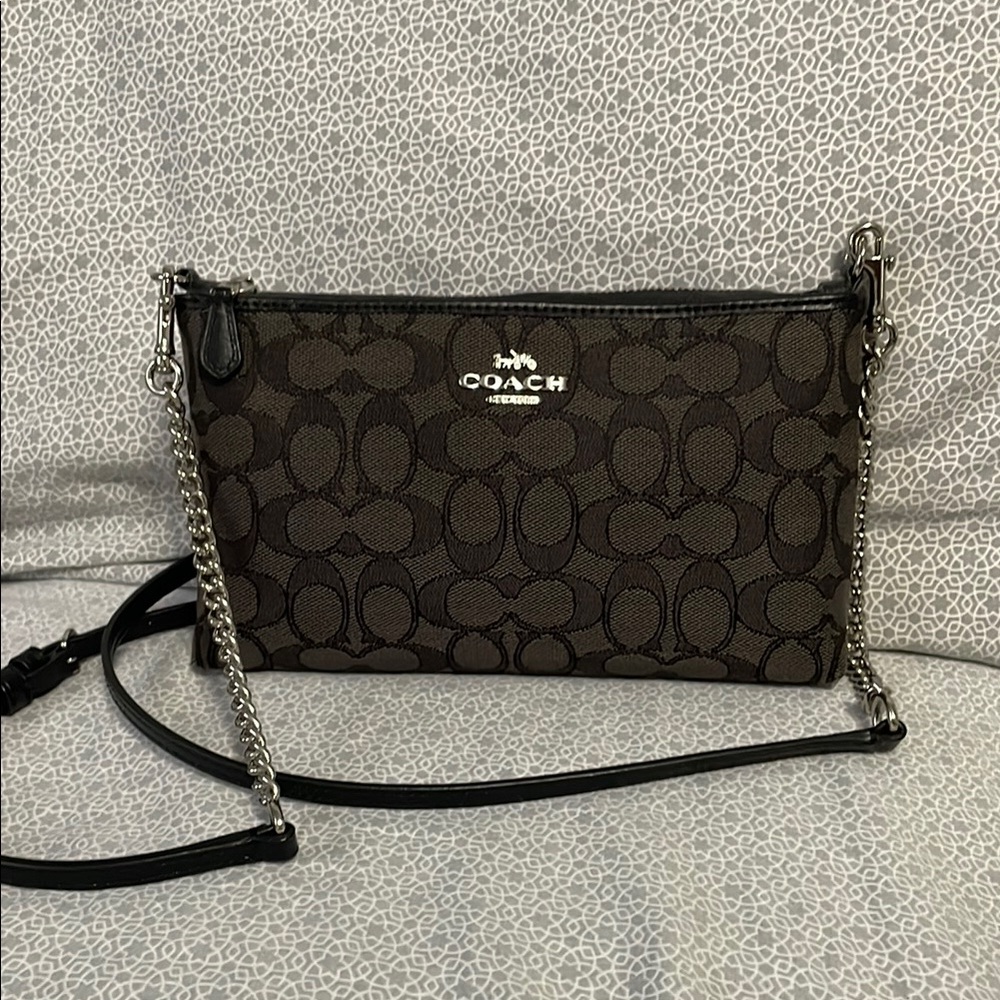 Coach Crossbody Bag with Monogram Print and Leather Trim